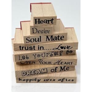 Rubber and Wood Stamps Assorted Love Words Set of 8 NEW